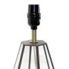 18" Clear And Brass Glass And Metal Geometric Table Lamp With Drum Shade