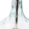 23" Teal Blue Translucent Glass Gourd Table Lamp With Drum Shade