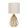 21" Natural Rope Rattan Table Lamp With Drum Shade