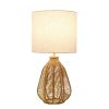 21" Natural Rope Rattan Table Lamp With Drum Shade