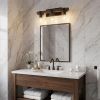 22" Brown Wood Metal And Glass Three Light Bath Bar Vanity Light