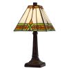 14" Bronze Abstract Square Tiffany Lamp With Square Shade