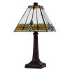 14" Bronze Abstract Square Tiffany Lamp With Square Shade