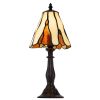 14" Bronze Abstract Round Tiffany Lamp With Cone Shade