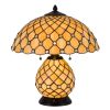 18" Black Two Light Round Tiffany Lamp With Dome Shade