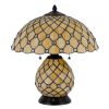 18" Black Two Light Round Tiffany Lamp With Dome Shade