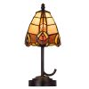13" Bronze Abstract Round Tiffany Lamp With Cone Shade