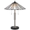 23" Black Abstract Two Light Round Tiffany Lamp With Empire Shade