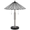 23" Black Abstract Two Light Round Tiffany Lamp With Empire Shade