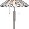 23" Black Abstract Two Light Round Tiffany Lamp With Empire Shade