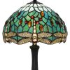 20" Bronze Dragonfly Round Tiffany Lamp With Dome Shade