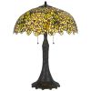 29" Bronze Abstract Two Light Round Tiffany Lamp With Dome Shade