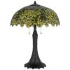 29" Bronze Abstract Two Light Round Tiffany Lamp With Dome Shade