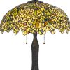 29" Bronze Abstract Two Light Round Tiffany Lamp With Dome Shade
