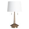 28.75"H Wood and Metal Table Lamp with White Linen Shade