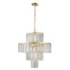 20" Luxurious 4-Tier Crystal Chandelier, 12-Light Gold Frame