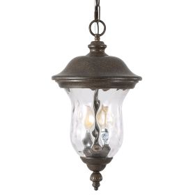 19"(H) Rustic Outdoor Hanging Lantern, Weatherproof Vintage Pendant Light with Clear Glass Shade, Waterproof Exterior Lighting Fixture for Porch