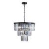 20 Inch Luxury 7 Light Black Frame 3 Tier Crystal Chandelier