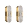 13.8" Natural Marble Wall Sconce, Gold Sconces Set of Two, Indoor Modern Bathroom Sconces Wall Lighting for Living Room, Bedroom, Hallway, Stairs