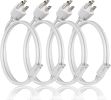 T8/T5 2FT Integrated LED Tube Light Fixture AC Power Cord Cable with 3-Prong US Plug for Garage, Workshop, Warehouse Commercial Lighting (4-Pack)