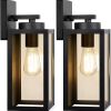 2 Pack Outdoor Wall Lights, Modern Matte Black Exterior Wall Lantern with Glass Shade and E26 Socket, Wall Mounted Porch Lights for Patio, Front Door