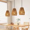 7" Set of 3 Rustic Hemp Rope Pendant Lights, Handcrafted Hanging Light Fixture, Adjustable Height