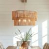 23.62 Inch Handwoven Rattan 2 Tier Chandelier With Layered Design