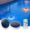 Solar Rechargeable Floating Pool Lights(2 Pack), Pool Lights that Float with Remote Control, 9 Lighting, Timing Mode