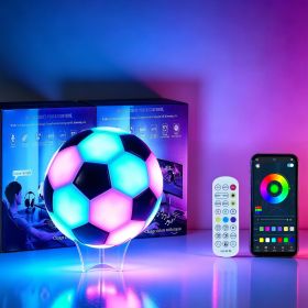 RGB Soccer Ball Night Light, Smart LED Football Lamp with APP & Remote Control, 16M+ Colors Changing Desk Lamp with Music Sync, Timing Function