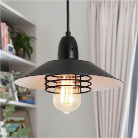 Farmhouse Vintage Black Pendant Light With Adjustable Metal Frame