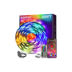 100ft Led Strip Lights RGB Music Sync Color Changing Led Lights with Smart App Control Remote Led Lights for Bedroom Room Lighting Flexible Home