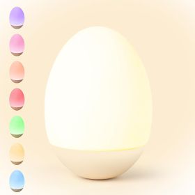Egg Night Light for Nursery: Baby Night Lights Tap Lamp Stepless Dimming with Warm White and 7 RGB Colors Rechargeable Portable for Infant and Kids Be