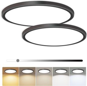 2 Pack 12 Inch Dimmable LED Flush Mount Ceiling Light Fixture 28W 3200LM 5 Color Temperature in One Super Slim Round Ceiling Lamp Low Profile Ceiling