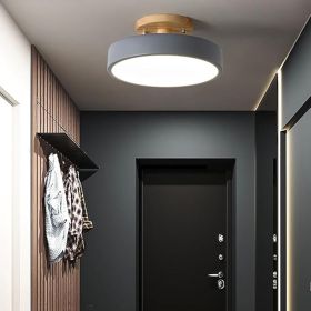 9 Inch Dimmable LED Wooden Flush Mount Ceiling Light 1 Light