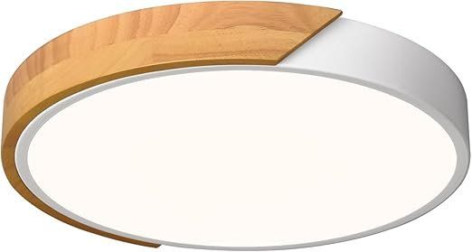 Modern LED Ceiling Light, Minimalist Wood Style Flush Mount Ceiling Light Fixture