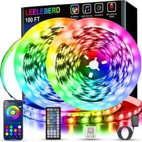100 Ft RGB LED Strip Lights with App and Remote -Music Sync - 2 Rolls 50ft