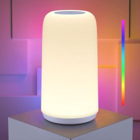 Touch Bedside Table Lamp, [Sleek Design & RGB Mode] 3 Way Dimmable Small Lamp for Bedroom, LED Lamp with Warm White Lights