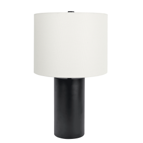 Aura Black Table Lamp with On/Off Switch Black Block Base