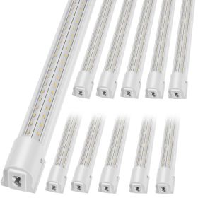 10 Pack LED Shop Light, 8 FT, 80W Linkable Shop Light Fixture, 10000 LM Ceiling Lights 59 in Power Cords with ON/OFF Switch 48 in Connector Cables