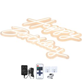 Happy Birthday Neon Sign, 18" x 8" & 26" x 7.5" LED Neon Lights Signs, Adjustable Brightness with Dimmer Switch and Power Adapter, Reusable for Party