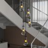 5 Light Cluster Pendant Lights, Black High Ceiling Chandeliers Adjustable, Living Room Pendant Light, Foyer Chandeliers, Stairwell Pendant Lighting