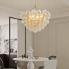 23.6-Inch Gold Pendant Light Chandelier with Threaded Clear Glass Globe Shade – Adjustable Height, Ideal for Living Room, Dining Room