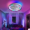 19 Inch RGB Color Changing Dimmable Flush Mount Bladeless Ceiling Fan With Speed Remote