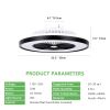 23 Inch Black Color Changing RGB LED Ceiling Fan Light with Dimmable Smart App and Remote