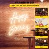 Happy Birthday Neon Sign, 18" x 8" & 26" x 7.5" LED Neon Lights Signs, Adjustable Brightness with Dimmer Switch and Power Adapter, Reusable for Party