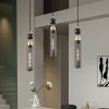 25" Modern Black and Gold 3-Light Pendant Chandelier, Adjustable Hanging Lights with Cylindrical Mesh Shades, E26 Base, Ideal for Dining Room