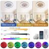 19 Inch RGB Color Changing Dimmable Flush Mount Bladeless Ceiling Fan With Speed Remote