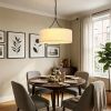 Modern 3-Light Fabric Pendant Light, Black Adjustable Drum Chandelier