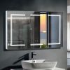 White LED Bathroom Mirror Cabinet With Three Doors