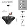 24 Inch Rustic Black Hemp Rope Pendant Chandelier 8 Light 5 Tier